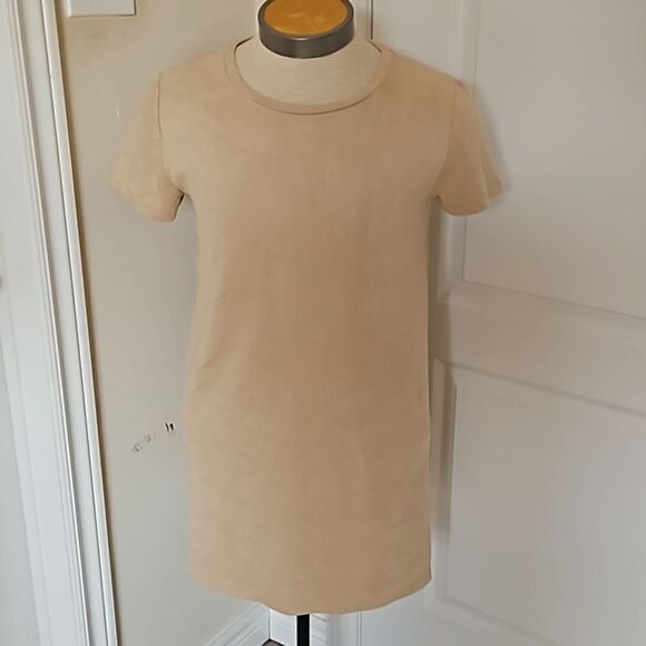 Forever 21 Women's Faux Suede T-shirt Mini  Dress Large Cream - Picture 6 of 16